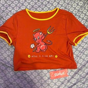 Selling: Red graphic crop tee shirt. Size small.